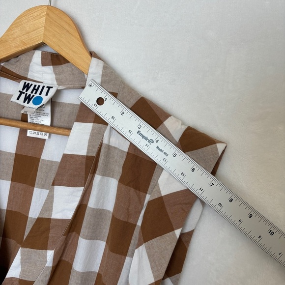 WHIT TWO Anthropologie womens white tan plaid casual Gingham Romper size XL - Picture 8 of 9